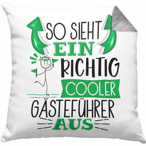 Gästeführer Kissen mit Füllung 40x40 Geschenk So Sieht Ein RIchtig Cooler Gästeführer Aus Geschenkidee Lustiger Spruch Geburtstag (Grau) Grau Trendation