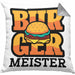 Burger Meister Kissen mit Füllung 40x40 Geschenk Spruch Grillen Sommer Burger Liebhaber Geschenkidee Cheeseburger (Grau) Grau Trendation