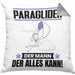 Paraglider Kissen mit Füllung 40x40 Geschenk für Paraglider Der Mann Der Alles Kann Geschenkidee zum Geburtstag (Grau) Grau Trendation