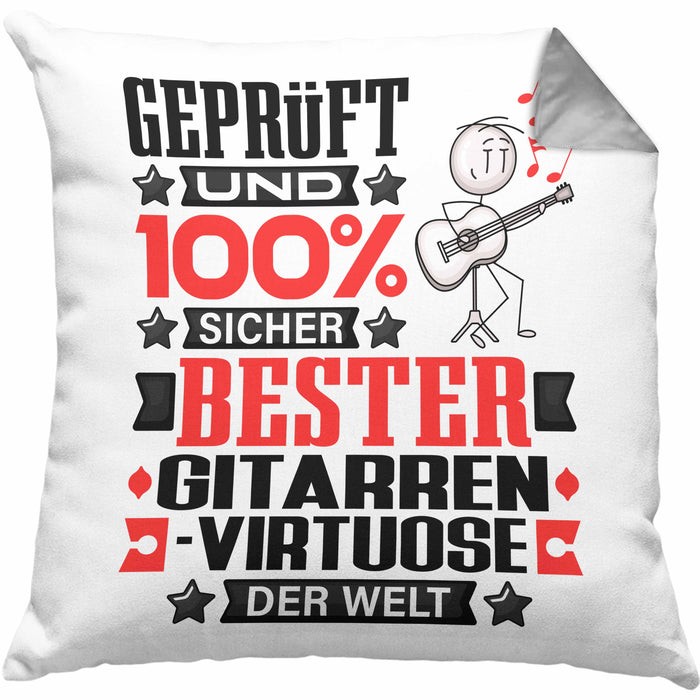 Gitarrenvirtuose Geschenk Lustiger Spruch für Gitarrenvirtuose Geschenkidee Bester Gitarrenvirtuose Der WeltKissen mit Füllung 40x40 (Grau) Grau Trendation