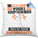Vogel-Adoptierender Kissen mit Füllung 40x40 Geschenk für Vogel-Adoptierender Geburtstag Lustiger Spruch Was Ist Deine Superkraft (Grau) Blau Trendation
