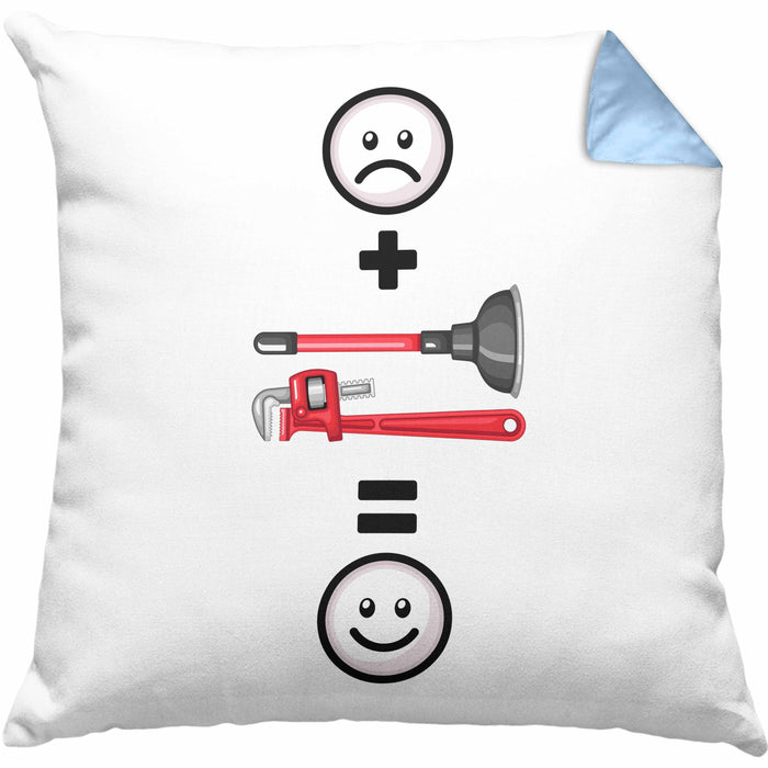Klempner Kissen mit Füllung 40x40 Geschenk für Klepmner :( + Klostopfen = :) Lustige Geschenkidee Geburtstag (Grau) Blau Trendation