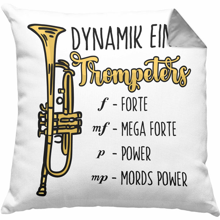 Lustige Trompete Kissen mit Füllung 40x40 Geschenk für Trompeten-Spieler (Grau) Grau Trendation