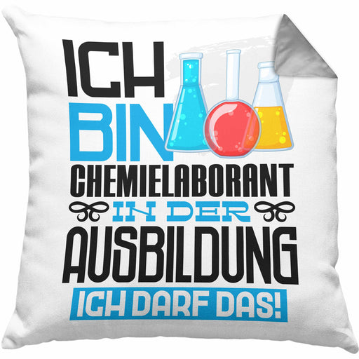 Chemielaborant Ausbildung Kissen mit Füllung 40x40 Geschenk Ich Bin Chemielaborant In Der Ausbildung Ich Darf Das Geschenkidee Spruch (Grau) Grau Trendation