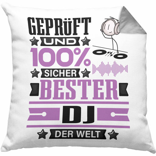 DJ Geschenk Lustiger Spruch für DJ Geschenkidee Bester DJ Der WeltKissen mit Füllung 40x40 (Grau) Grau Trendation