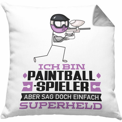 Paintballspieler Geschenk Kissen mit Füllung 40x40 Ich Bin Paintballspieler Aber Sag Doch Einfach Superheld Lustige Geschenkdiee für Paintballspieler (Grau) Grau Trendation