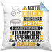 Trampolinspringer Geschenk Kissen mit Füllung 40x40 Lustiger Spruch Erheben Sie Sich Der Trampolinspringer Betritt den Raum (Grau) Blau Trendation