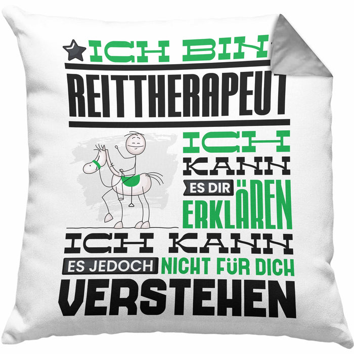 Reittherapeut Geschenk Kaffee-Kissen mit Füllung 40x40 Geschenkidee für Reittherapeut Ich Bin Reittherapeut Ich Kann Es Dir Erklären Jedoch Nicht Für Dich Verstehen Spruch Lustig (Grau) Grau Trendation