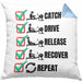 Rudern Kissen mit Füllung 40x40 Geschenk Ruderer Rudergerät Catch Drive Release Recover Repeat Ruder-Verein Geschenkidee (Grau) Blau Trendation