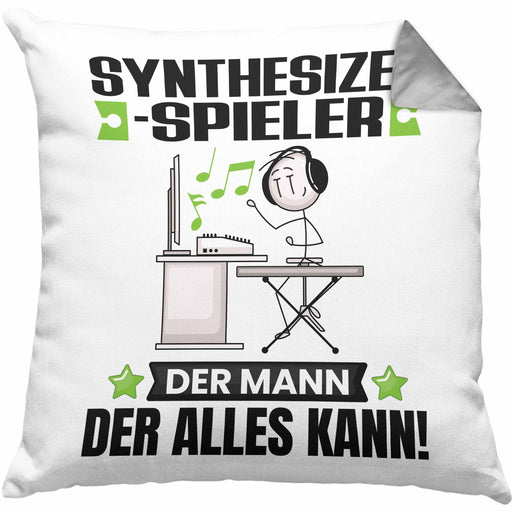 Synthesizer-Spieler Kissen mit Füllung 40x40 Geschenk für Synthesizer-Spieler Der Mann Der Alles Kann Geschenkidee zum Geburtstag (Grau) Grau Trendation