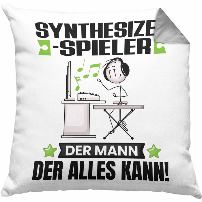 Synthesizer-Spieler Kissen mit Füllung 40x40 Geschenk für Synthesizer-Spieler Der Mann Der Alles Kann Geschenkidee zum Geburtstag (Grau) Grau Trendation