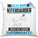 Kiteboarder Kissen mit Füllung 40x40 Geschenk für Kiteboarder Geburtstag Lustiger Spruch Was Ist Deine Superkraft (Grau) Blau Trendation