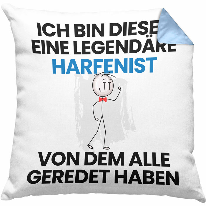 Harfenist Geschenk Kissen mit Füllung 40x40 Lustige Geschenkidee Geburtstag für Harfenist Ich Bin Dieser Legendäre Harfenist Von Dem Alle Geredet Haben (Grau) Blau Trendation