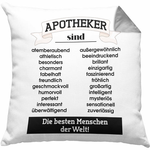 Apotheker Kissen mit Füllung 40x40 Geschenk Bester Apotheker Pharmazeut Arzneikundiger Spruch Lustiger Spruch (Grau) Grau Trendation