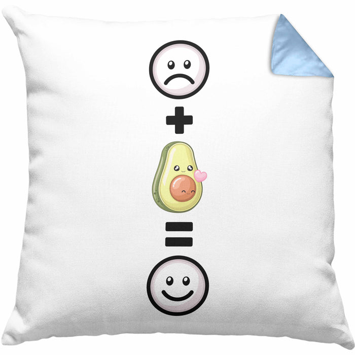 Avocado Kissen mit Füllung 40x40 Geschenk für Avocado Liebhaber :( + Avocado = :) Lustige Geschenkidee Geburtstag (Grau) Blau Trendation