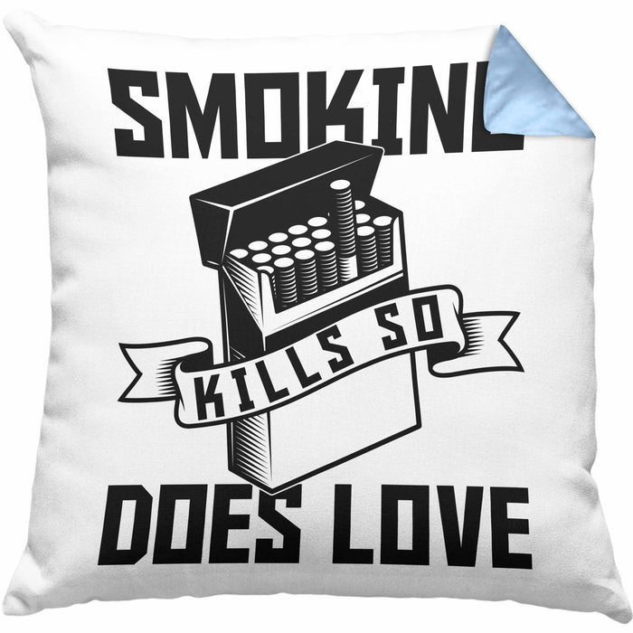 Smoking Kills So Does Love Kissen mit Füllung 40x40 Geschenk (Grau) Blau Trendation