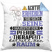 Pferdetherapeut Geschenk Kissen mit Füllung 40x40 Lustiger Spruch Erheben Sie Sich Der Pferdetherapeut Betritt den Raum (Grau) Blau Trendation
