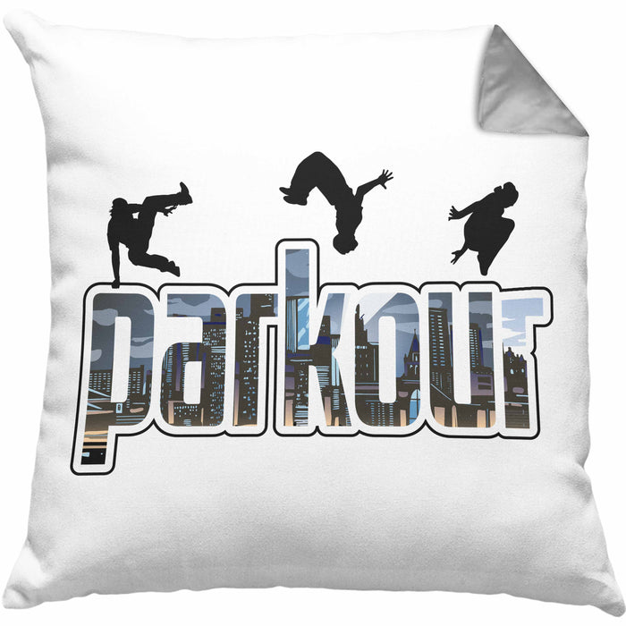 Kissen mit Füllung 40x40 für Parkour Fans Geschenk für Urbanen Sports Sportler Freerunning (Grau) Grau Trendation