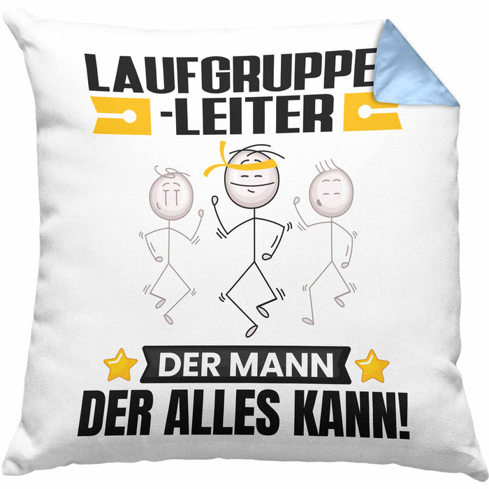 Laufgruppenleiter Kissen mit Füllung 40x40 Geschenk für Laufgruppenleiter Der Mann Der Alles Kann Geschenkidee zum Geburtstag (Grau) Blau Trendation
