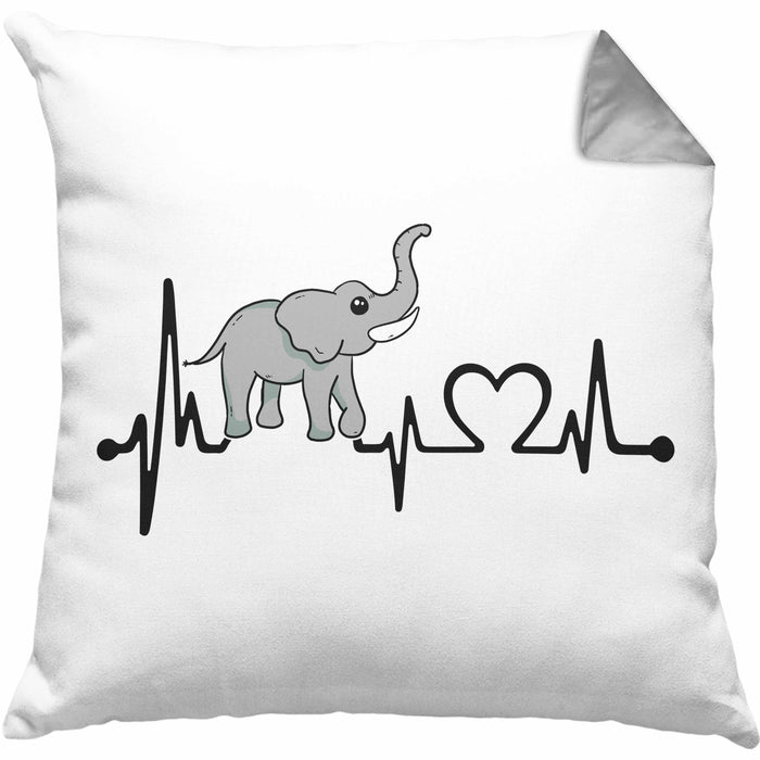 Elefant Kissen mit Füllung 40x40 Geschenk Für Elefanten-Liebhaber Geschenkidee Herzschlag (Grau) Grau Trendation