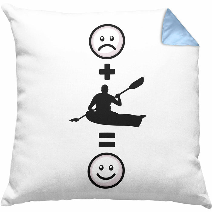 Kajak Kissen mit Füllung 40x40 Geschenk für Kajakfahrer :( + Kajak = :) Lustige Geschenkidee Geburtstag (Grau) Blau Trendation