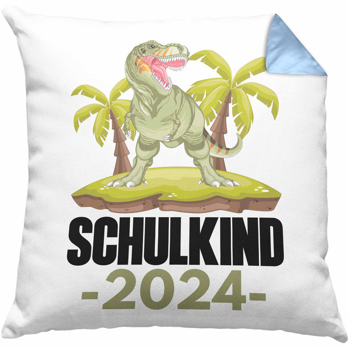 Einschulung Junge Geschenk für Schultüte Füllung Kissen mit Füllung 40x40 Schulstart 1 Schultag Schuleinführung Schulanfang Geschenkidee Schulkind Jungs 2024 (Grau) Blau Trendation