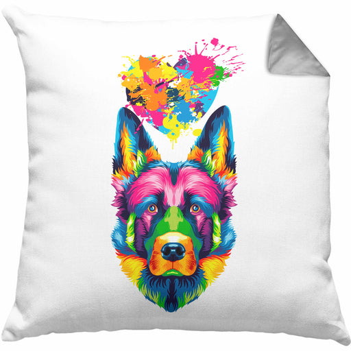 Schäferhund Herz Farbe Besitzer Kissen mit Füllung 40x40 Geschenk Lustiger Spruch Geschenkidee Schäferhund Liebhaber (Grau) Grau Trendation