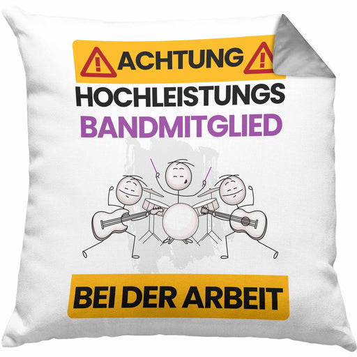 Bandmitglied Kissen mit Füllung 40x40 Geschenk Lustiger Spruch Geschenkidee für Bandmitglied Achtung Hochleistungs Bandmitglied Bei Der Arbeit (Grau) Grau Trendation