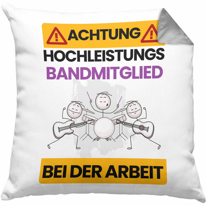 Bandmitglied Kissen mit Füllung 40x40 Geschenk Lustiger Spruch Geschenkidee für Bandmitglied Achtung Hochleistungs Bandmitglied Bei Der Arbeit (Grau) Grau Trendation
