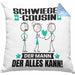 Schwiegercousin Kissen mit Füllung 40x40 Geschenk für Schwiegercousin Der Mann Der Alles Kann Geschenkidee zum Geburtstag (Grau) Blau Trendation