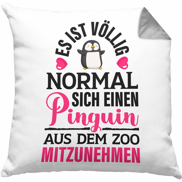 Pinguin Geschenk Kissen mit Füllung 40x40 Kinder Liebe Spruch Kollegin Freundin Pinguin Liebhaber Lustig (Grau) Grau Trendation