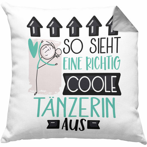 Tänzerin Geschenk Kissen mit Füllung 40x40 Lustig Geschenkidee für Tänzerin Geburtstag So Sieht Eine Richtig Coole Tänzerin Aus Frauen Spruch (Grau) Grau Trendation