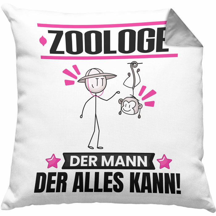 Zoologe Kissen mit Füllung 40x40 Geschenk für Zoologe Der Mann Der Alles Kann Geschenkidee zum Geburtstag (Grau) Grau Trendation