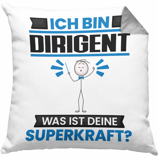 Dirigent Kissen mit Füllung 40x40 Geschenk für Dirigent Geburtstag Lustiger Spruch Was Ist Deine Superkraft (Grau) Grau Trendation