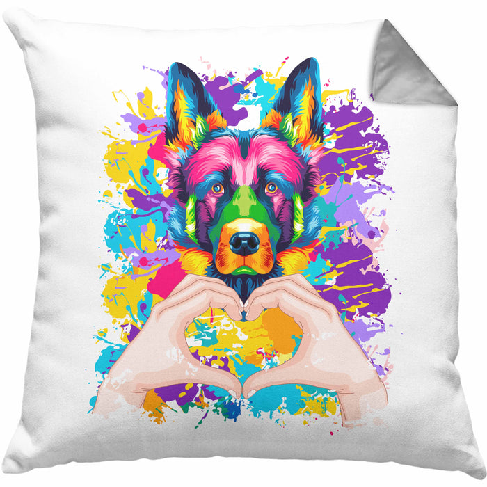 Schäferhund Besitzer Farbe Love Kissen mit Füllung 40x40 Geschenk Lustiger Spruch Geschenkidee Schäferhund Besitzerin (Grau) Grau Trendation
