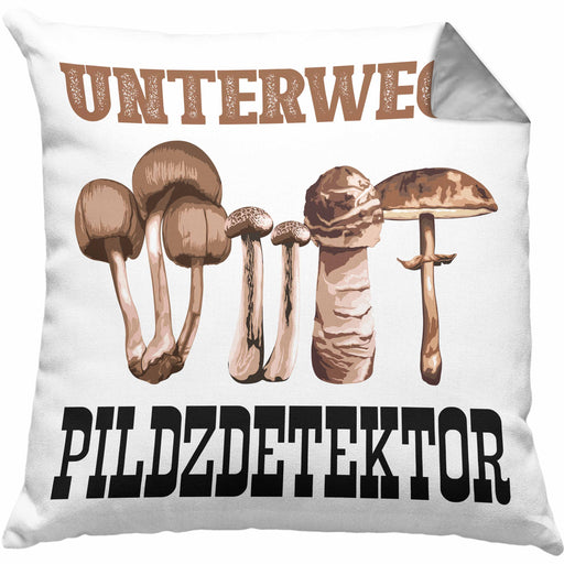 Pilzsammler Geschenk Kissen mit Füllung 40x40 Pilze Sammeln Geschenkidee Pilzsucher Pilzliebhaber Spruch (Grau) Grau Trendation