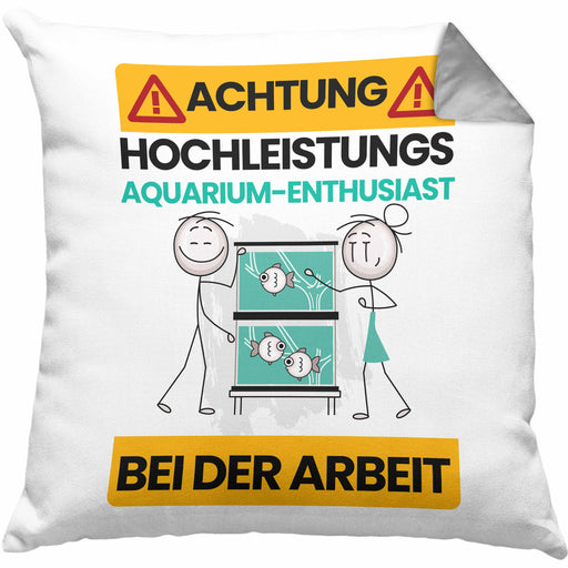 Aquarium-Enthusiast Kissen mit Füllung 40x40 Geschenk Lustiger Spruch Geschenkidee für Aquarium-Enthusiast Achtung Hochleistungs Aquarium-Enthusiast Bei Der Arbeit (Grau) Grau Trendation