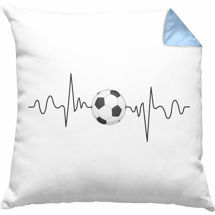 Fußballer Herzschlag Kissen mit Füllung 40x40 Geschenk für Fußballspieler Geschenkidee (Grau) Blau Trendation
