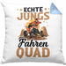 Quad-Fahrer Kissen mit Füllung 40x40 Geschenk Echte Jungs Fahren Quad Geschenkidee (Grau) Blau Trendation