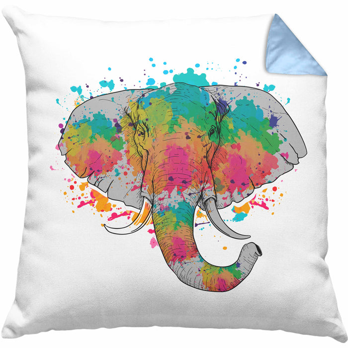Elefant Kissen mit Füllung 40x40 Geschenk Für Elefanten-Liebhaber Geschenkidee Elefant Farbkleks (Grau) Blau Trendation