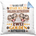 Golden Retriever Besitzer Kissen mit Füllung 40x40 Geschenk Lustiger Spruch Geschenkidee Was Ist Besser Als Ein Golden Retriever (Grau) Blau Trendation