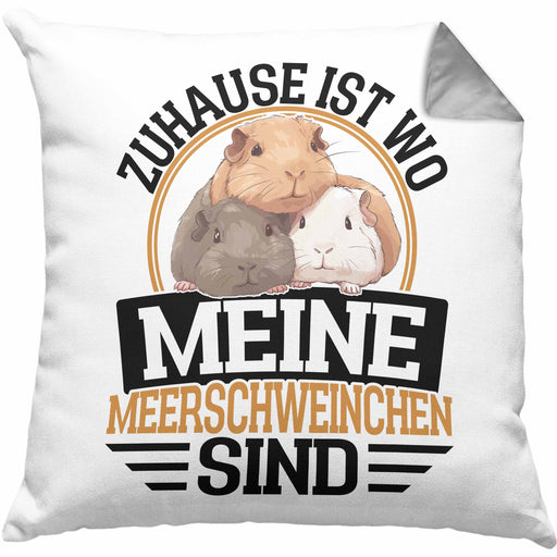 Meerschweinchen Geschenk Kissen mit Füllung 40x40 Spruch Meerschweinchen-Besitzerin Geschenkidee (Grau) Grau Trendation