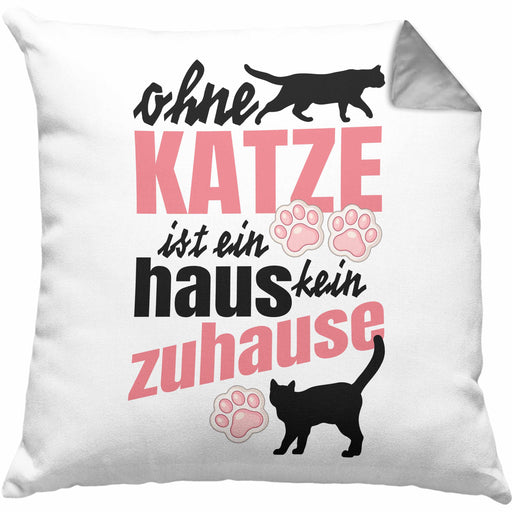 Katze Kissen mit Füllung 40x40 Katzenbesitzer Geschenk Katzen Geschenkidee Lustige Kissen mit Füllung 40x40 mit Spruch Kater Katzenmama (Grau) Grau Trendation