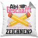 Abi Geschafft Abitur Prüfung Bestanden Kissen mit Füllung 40x40 Geschenk Kann Ich Jetzt Weiter Zeichnen Malen Künstlerin Künstler Geschenkidee (Grau) Grau Trendation
