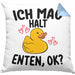 Enten-Liebhaber Geschenk Kissen mit Füllung 40x40 Ich Mag Halt Enten Ok Häferl (Grau) Blau Trendation