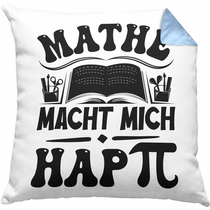 Mathe-Lehrer Kissen mit Füllung 40x40 Geschenkidee Mathe Macht Mit Happy Mathe-Liebhaber Geschenk Geburtstag Weihnachten Mathestudent (Grau) Blau Trendation