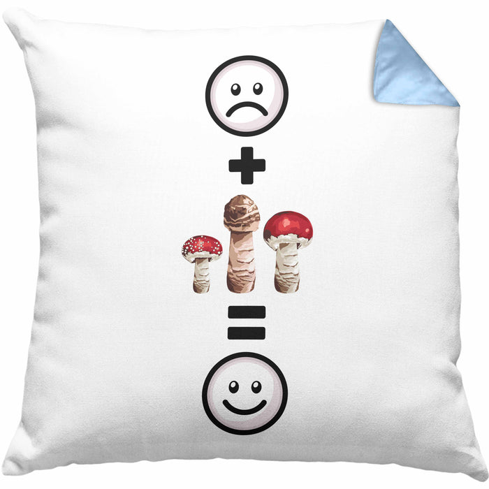 Pilze Sammlen Kissen mit Füllung 40x40 Geschenk für Pilzsammler :( + Pilze = :) Lustige Geschenkidee Geburtstag (Grau) Blau Trendation