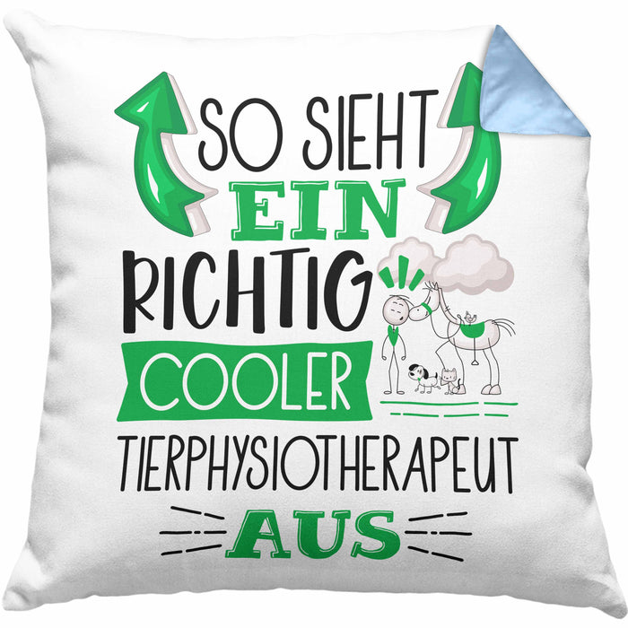 Tierphysiotherapeut Kissen mit Füllung 40x40 So Sieht Ein Richtig Cooler Tierphysiotherapeut Aus Geschenk Lustiger Spruch Geschenkidee (Grau) Blau Trendation