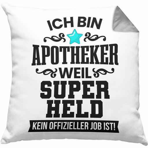 Apotheker Kissen mit Füllung 40x40 Geschenk Bester Apotheker Pharmazeut Arzneikundiger Spruch Lustig (Grau) Grau Trendation
