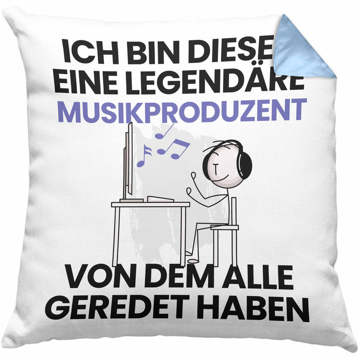 Musikproduzent Geschenk Kissen mit Füllung 40x40 Lustige Geschenkidee Geburtstag für Musikproduzent Ich Bin Dieser Legendäre Musikproduzent Von Dem Alle Geredet Haben (Grau) Blau Trendation